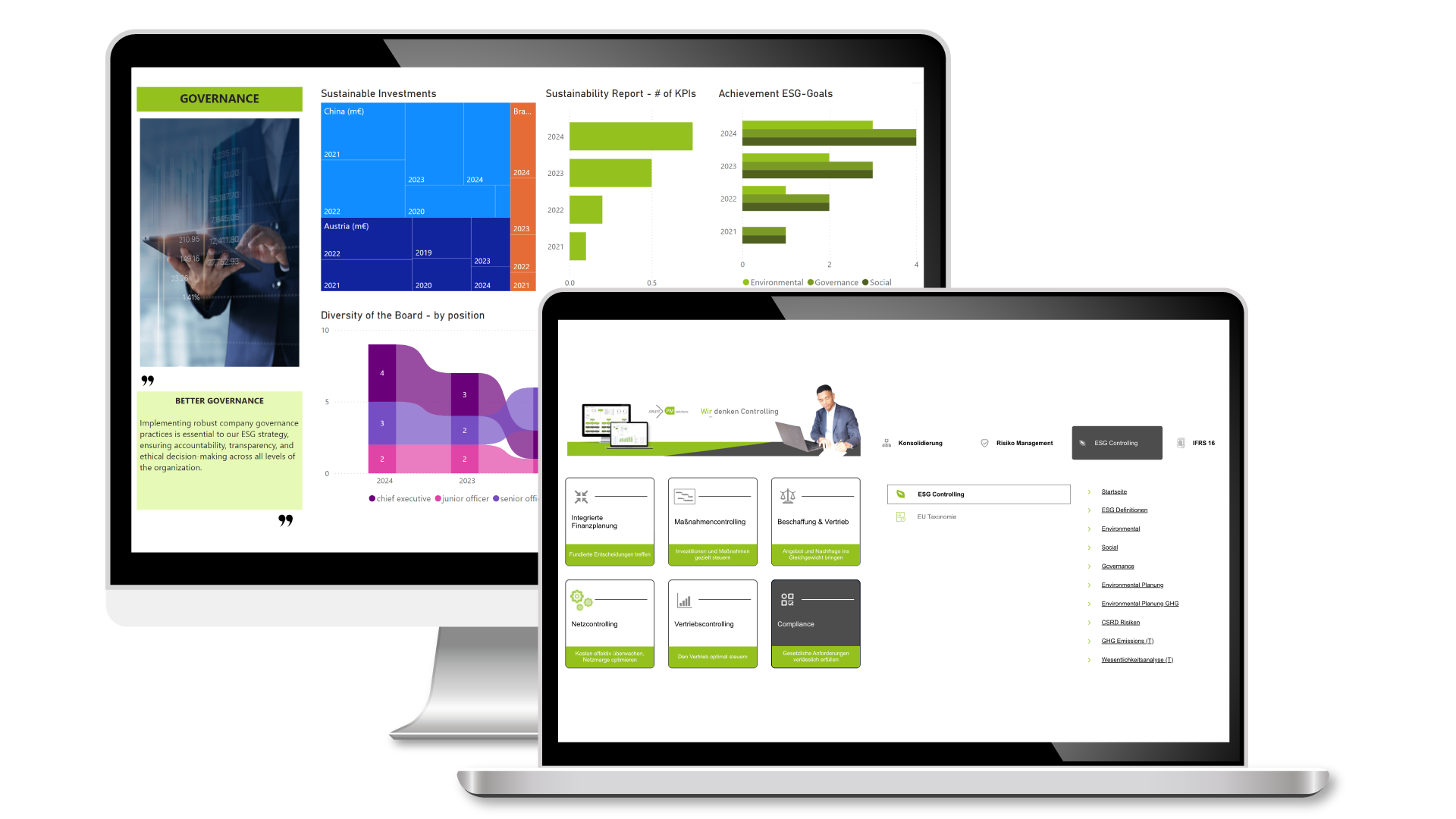 Compiance ESG Monitore Hero Nachhaltigkeitscontrolling